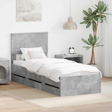 vidaXL Lovos rėmas Betono pilka 75 x 190 cm Inžinerinė mediena