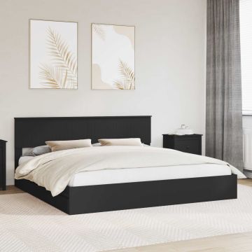 vidaXL Saugos lova su galvūgalio Juoda 200 x 200 cm Apdirbta mediena