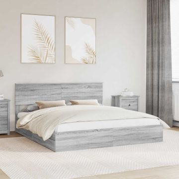 vidaXL Saugos lova Pilkas Sonoma 180 x 200 cm Apdirbta mediena