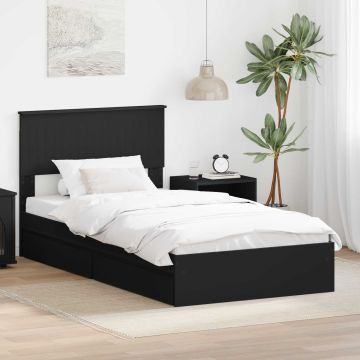 vidaXL Saugos lova su galvūgalio Juoda 100 x 200 cm Apdirbta mediena