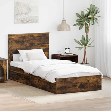 vidaXL Saugos lova Rūkyta ąžuolas 90 x 200 cm Apdirbta mediena