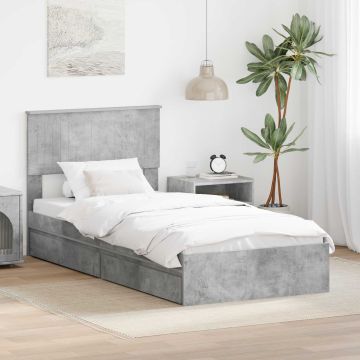 vidaXL Saugos lova Betono pilka 90 x 190 cm Apdirbta mediena