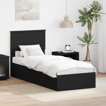 vidaXL Saugos lova su galvūgalio Juoda 75 x 190 cm Apdirbta mediena