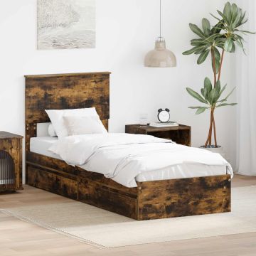 vidaXL Saugos lova Rūkyta ąžuolas 75 x 190 cm Apdirbta mediena