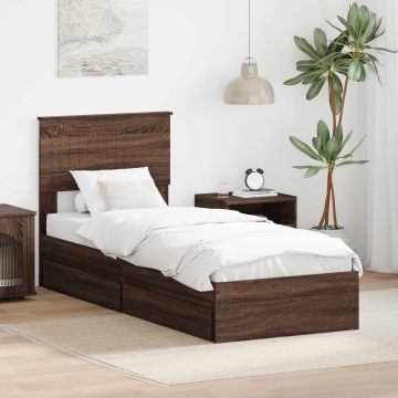 vidaXL Saugos lova Rudas ąžuolas 75 x 190 cm Apdirbta mediena