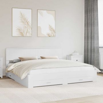 vidaXL Lovos rėmas su galvūgalio Balta 200 x 200 cm Apdirbta mediena