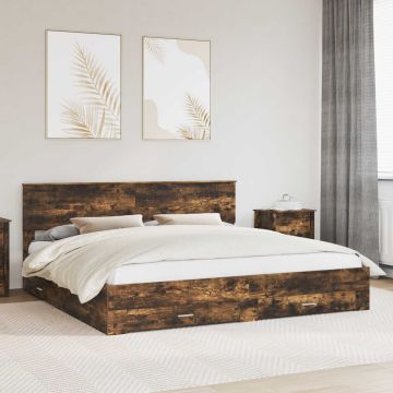 vidaXL Lovos rėmas Rūkyta ąžuolas 200 x 200 cm Apdirbta mediena