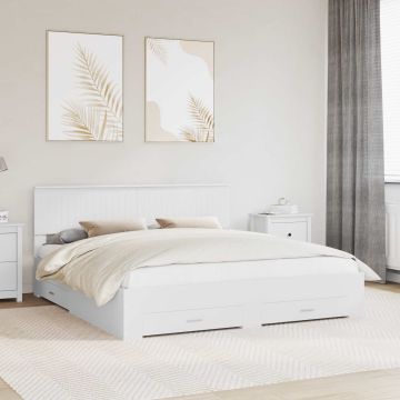 vidaXL Lovos rėmas su galvūgalio Balta 180 x 200 cm Apdirbta mediena