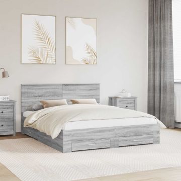 vidaXL Lovos rėmas Pilkas Sonoma 160 x 200 cm Apdirbta mediena