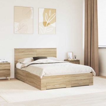 vidaXL Lovos rėmas Sonoma ąžuolas 140 x 200 cm Apdirbta mediena