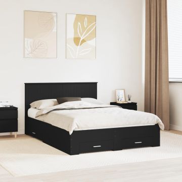vidaXL Lovos rėmas su galvūgalio Juoda 140 x 190 cm Apdirbta mediena