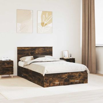 vidaXL Lovos rėmas Rūkyta ąžuolas 120 x 200 cm Apdirbta mediena