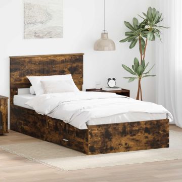 vidaXL Lovos rėmas Rūkyta ąžuolas 100 x 200 cm Apdirbta mediena
