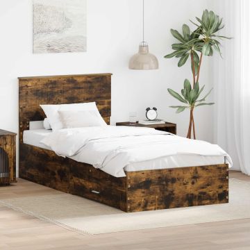 vidaXL Lovos rėmas Rūkyta ąžuolas 90 x 190 cm Apdirbta mediena