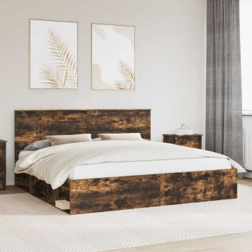 vidaXL Lovos rėmas Rūkyta ąžuolas 200 x 200 cm Kietos pušies mediena