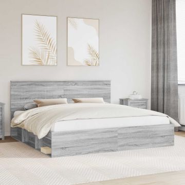 vidaXL Lovos rėmas Pilkas Sonoma 200 x 200 cm Kietos pušies mediena