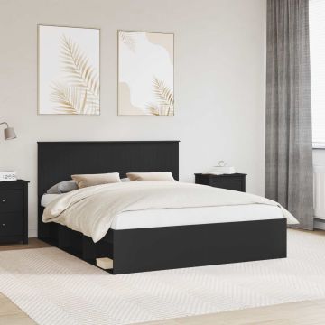 vidaXL Lovos rėmas Juoda 160 x 200 cm Kietos pušies mediena