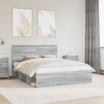 vidaXL Lovos rėmas Pilkas Sonoma 160 x 200 cm Kietos pušies mediena