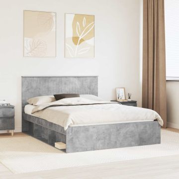 vidaXL Lovos rėmas Betono pilka 150 x 200 cm Kietos pušies mediena