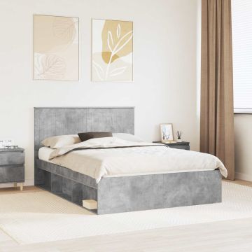 vidaXL Lovos rėmas Betoninė 140 x 190 cm Kietos pušies mediena