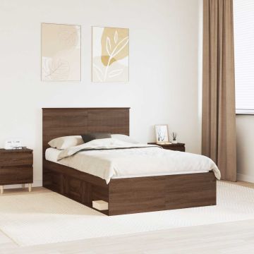 vidaXL Lovos rėmas Rudas ąžuolas 120 x 190 cm Kietos pušies mediena