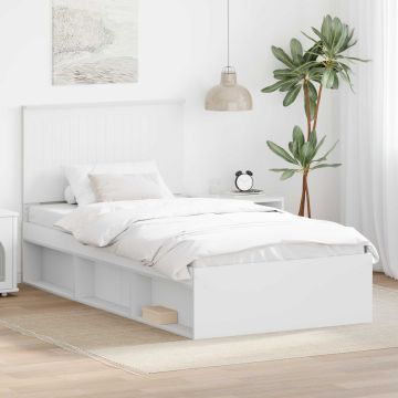 vidaXL Lovos rėmas Balta 100 x 200 cm Kietos pušies mediena