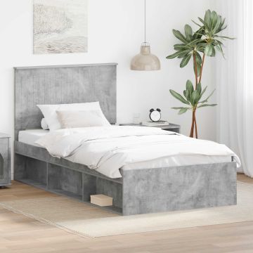 vidaXL Lovos rėmas Betono pilka 100 x 200 cm Kietos pušies mediena