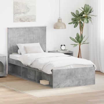 vidaXL Lovos rėmas Betoninė 90 x 200 cm Kietos pušies mediena