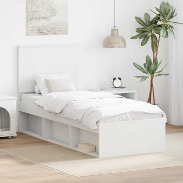 vidaXL Lovos rėmas Balta 75 x 190 cm Kietos pušies mediena