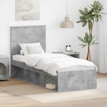 vidaXL Lovos rėmas Betono pilka 75 x 190 cm Kietos pušies mediena
