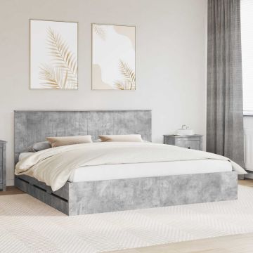 vidaXL Lovos rėmas Betono pilka 200 x 200 cm Inžinerinė mediena