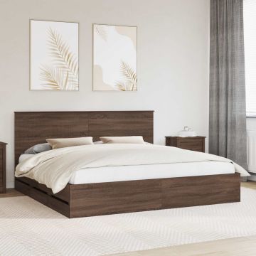 vidaXL Lovos rėmas Rudas ąžuolas 200 x 200 cm Inžinerinė mediena