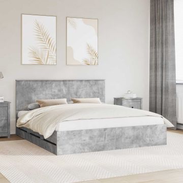 vidaXL Lovos rėmas Betono pilka 180 x 200 cm Inžinerinė mediena