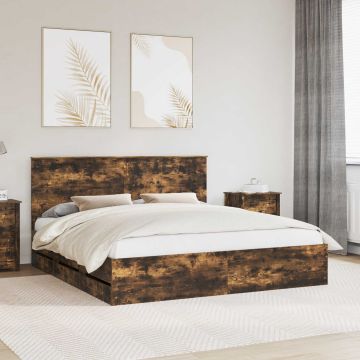 vidaXL Lovos rėmas Rūkyta ąžuolas 180 x 200 cm Inžinerinė mediena