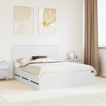 vidaXL Lovos rėmas su galvūgalio Balta 150 x 200 cm Inžinerinė mediena