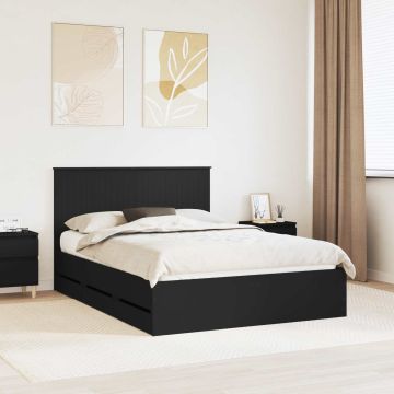 vidaXL Lovos rėmas su galvūgalio Juoda 140 x 190 cm Inžinerinė mediena