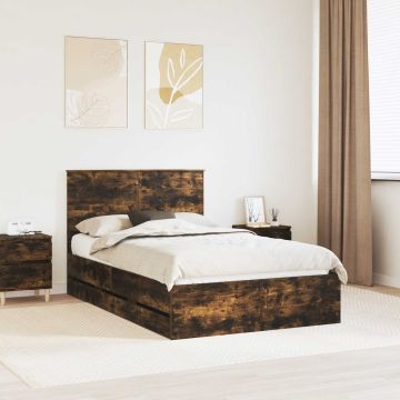 vidaXL Lovos rėmas Rūkyta ąžuolas 120 x 190 cm Inžinerinė mediena
