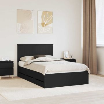 vidaXL Lovos rėmas su galvūgalio Juoda 120 x 200 cm Inžinerinė mediena