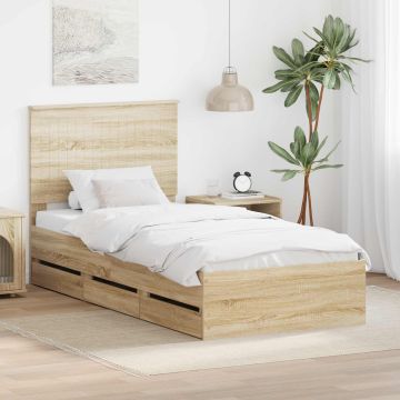 vidaXL Lovos rėmas Sonoma ąžuolas 90 x 190 cm Inžinerinė mediena