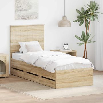 vidaXL Lovos rėmas Sonoma ąžuolas 75 x 190 cm Inžinerinė mediena