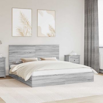 vidaXL Saugos lova Pilkas Sonoma 180 x 200 cm Apdirbta mediena