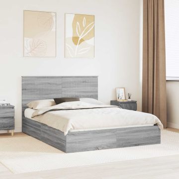 vidaXL Saugos lova Pilkas Sonoma 150 x 200 cm Apdirbta mediena