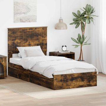 vidaXL Saugos lova Rūkyta ąžuolas 90 x 200 cm Apdirbta mediena
