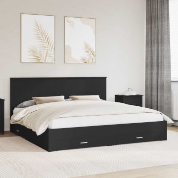 vidaXL Lovos rėmas Juodas ir sidabrinis 200 x 200 cm Apdirbta mediena