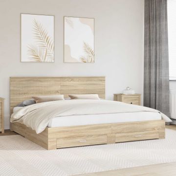 vidaXL Lovos rėmas Sonoma ąžuolas 200 x 200 cm Apdirbta mediena