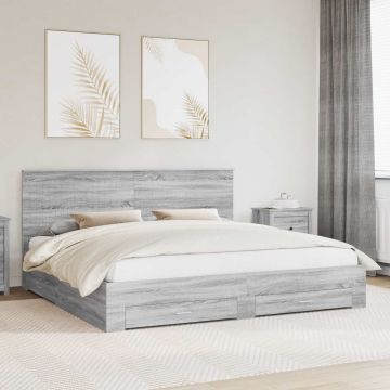 vidaXL Lovos rėmas Pilkas Sonoma 200 x 200 cm Apdirbta mediena