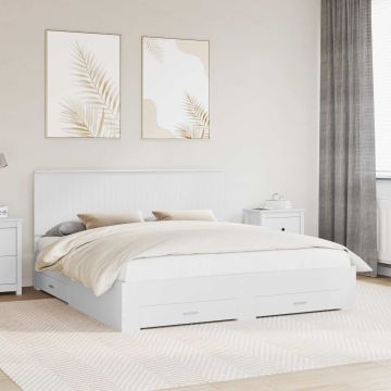vidaXL Lovos rėmas su galvūgalio Balta 180 x 200 cm Apdirbta mediena
