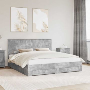 vidaXL Lovos rėmas Betono pilka 180 x 200 cm Apdirbta mediena