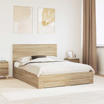 vidaXL Lovos rėmas Sonoma ąžuolas 150 x 200 cm Apdirbta mediena