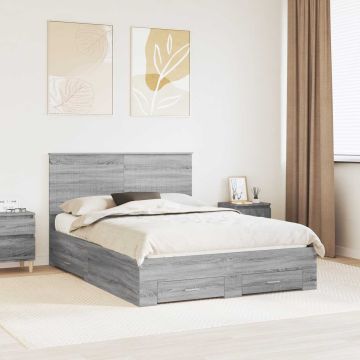 vidaXL Lovos rėmas Pilkas Sonoma 140 x 190 cm Apdirbta mediena